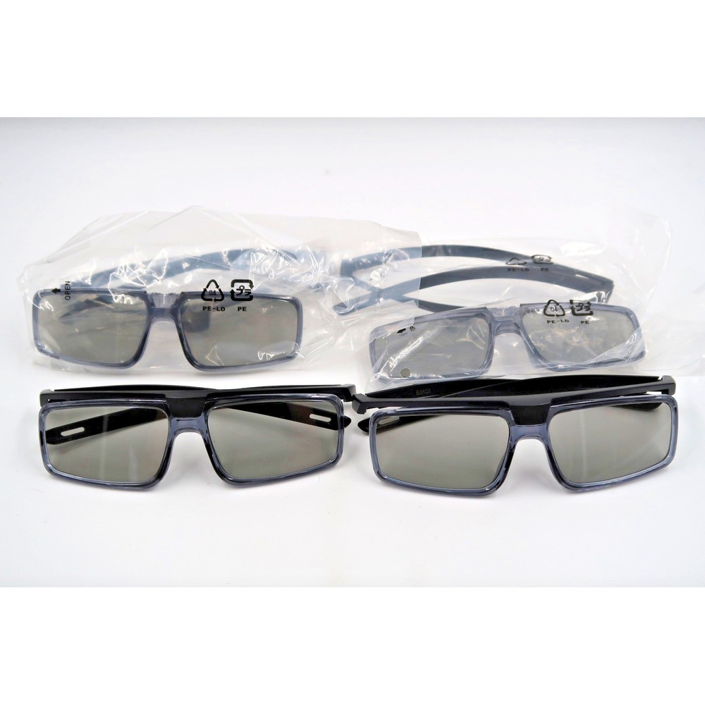 Sony Passive 3D Glasses Clip On Set of 4 Black Gray TV Compatible Eyewear